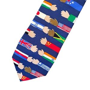 SAVE THE CHILDREN Neck Tie "Reaching For Love" International Peace Flags Peace